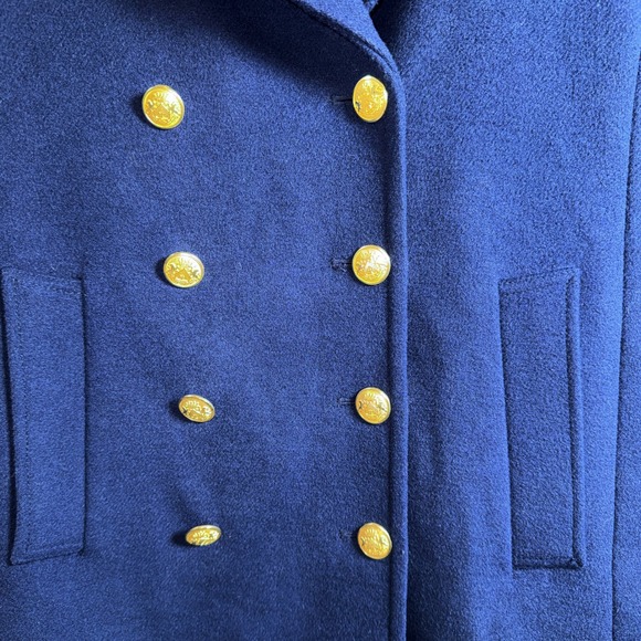 J Crew Factor Navy Wool Blend Peacoat Gold Button Double Breasted Classic Chic 2 - Picture 7 of 12